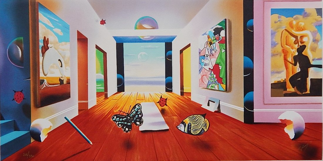 Ferjo lithograph: Ferjo- ''Hall Way to Eternity''- lithograph in colors, signed and numbered 205/350, good condition. 11 x 21 13/16''