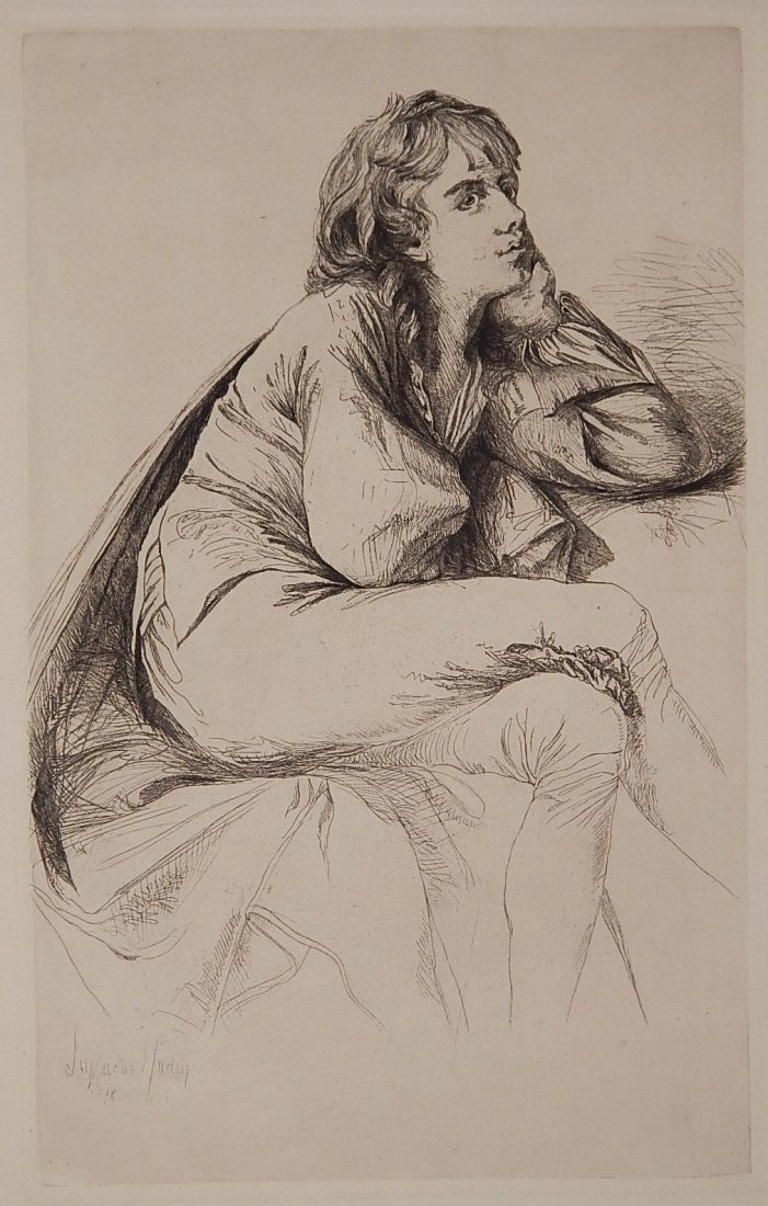 Francis Seymour Haden etching: Francis Seymour Haden- ''Thomas Haden of Derby'' (Schneiderman 53 v/V)- etching, 1864. 12 1/2 x 8''