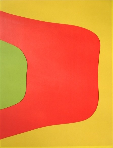 Charles Hinman serigraph: Charles Hinman- Untitled- serigraph, unevenly light struck, pasted to mat backing, otherwise good condition. 22 x 15 7/8''