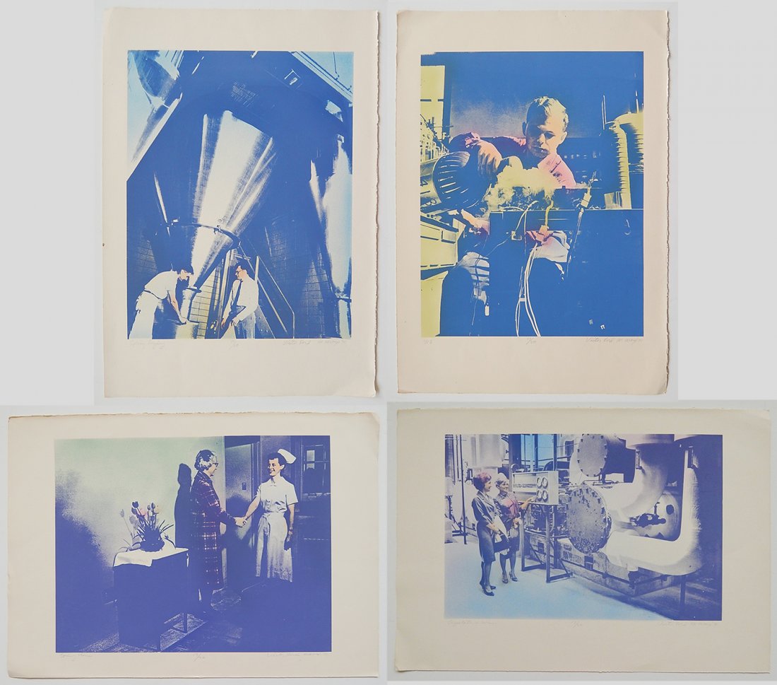 Victor Kord 4 silkscreens: Victor Kord- ''Spray Drying''; ''Spring Time''; ''Legislators' Wives''; ''418''- 4 silkscreens in colors, 1970, all signed, titled, dated and numbered 17/20 in pencil, good condition, various sizes.