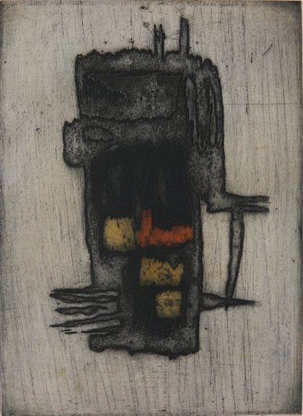 Barbara Kwasniewska etching: Barbara Kwasniewska- ''Masque''- etching in colors, signed, titled and numbered 2/30 in pencil, very good condition. 14 3/4 x 10 3/4''