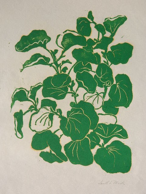 Janet Mack 6 relief prints: Janet Mack- ''Begonias''- 6 relief prints, 1974, all signed in pencil, various sizes.
