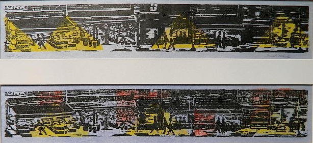 Janet Mack woodblock: Janet Mack- ''Night Scenes II''- woodblock in colors, process set, various sizes.