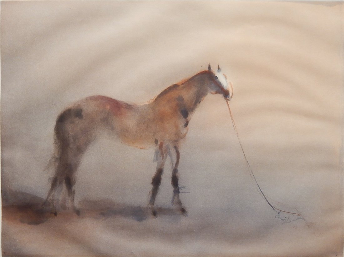 Kaiko Moti aquatint: Kaiko Moti- Horse- aquatint in colors, signed and numbered 11/150 in pencil, good condition. 16 3/4 x 22 1/8''