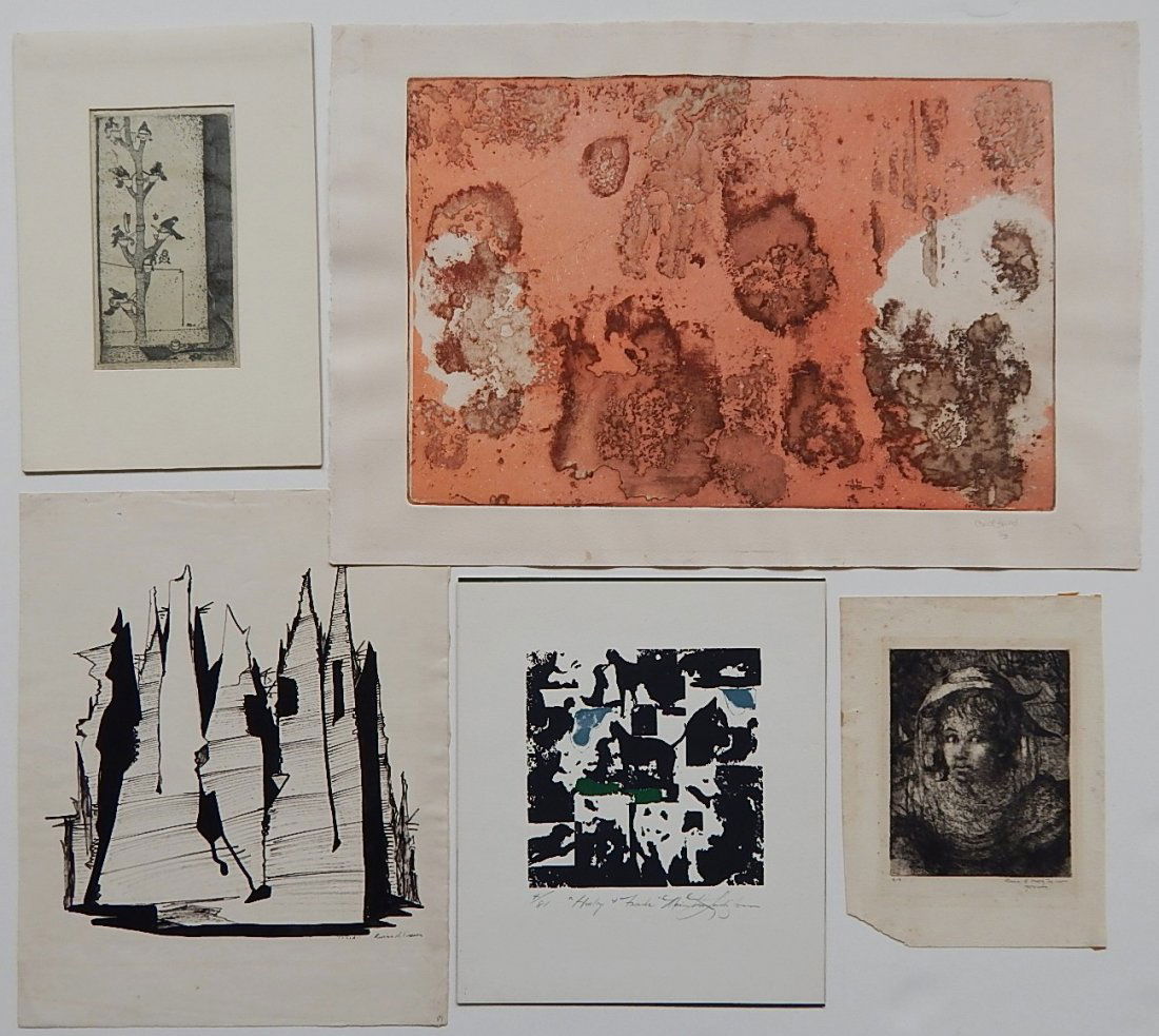 John Noble lithograph: John Noble- ''Quickwater''- lithograph, signed in pencil, together with 9 other prints- varying artists, mediums and styles, all as is, various sizes.