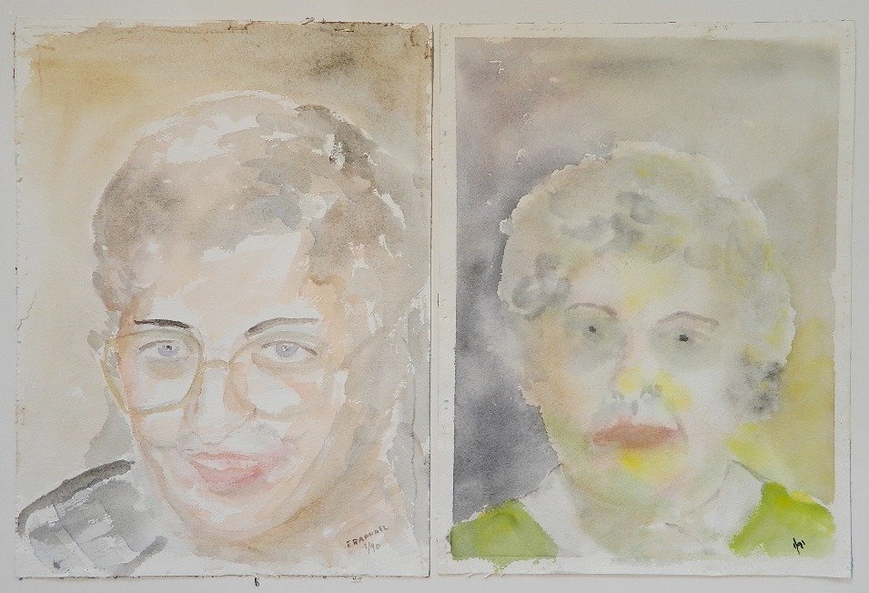 Edna Raphael 10 studies: Edna Raphael- Landscapes studies and Portraits- 10 watercolor on paper, almost all signed and dated, good condition, various sizes.