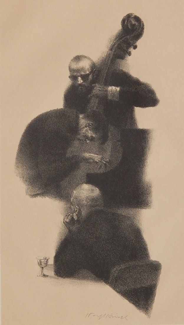 Joseph Hirsch lithograph: Joseph Hirsch (American 1910-1981)- ''Soft and Low'' (Cole 49)- lithograph, 1964, signed in pencil, AAA edition of 250, light struck and mat burn. 12 x 5 1/2''