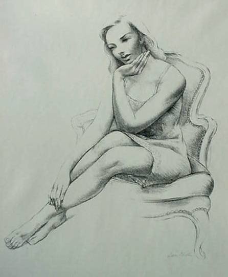 Leon Kroll lithograph: Leon Kroll (American 1884-1974)- ''Monique''- lithograph, 1945, signed in pencil, edition of 250, the Print Club of Cleveland publication No. 23, very good condition. 11 1/2 x 9 1/2''