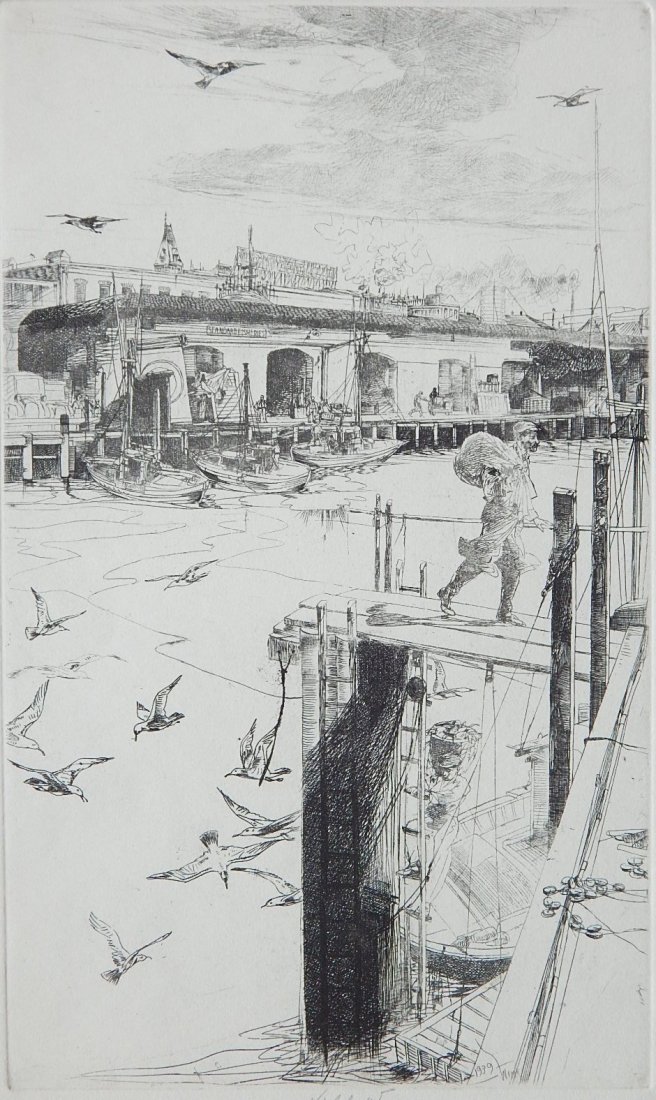 John Winkler etching: John Winkler (American 1890-1979)- ''Crab Fisherman''- etching, 1939, signed in pencil, edition of 40, very good condition. 11 15/16 x 7 1/16''