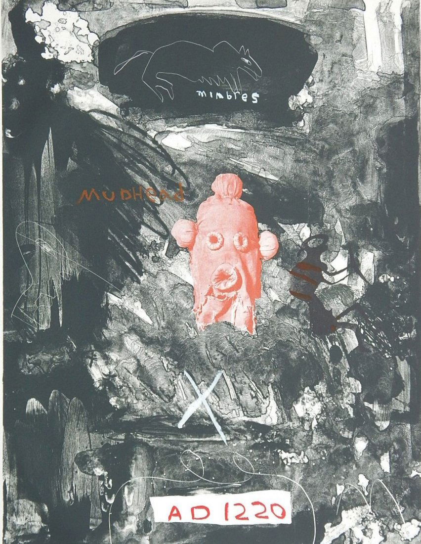 James Havard lithograph: James Havard (American 1937- )- ''Mudhead Looking At Mimbres''- lithograph in color, 1987, signed, dated and numbered 25/65 in pencil, very good condition. 25 x 19 1/4''