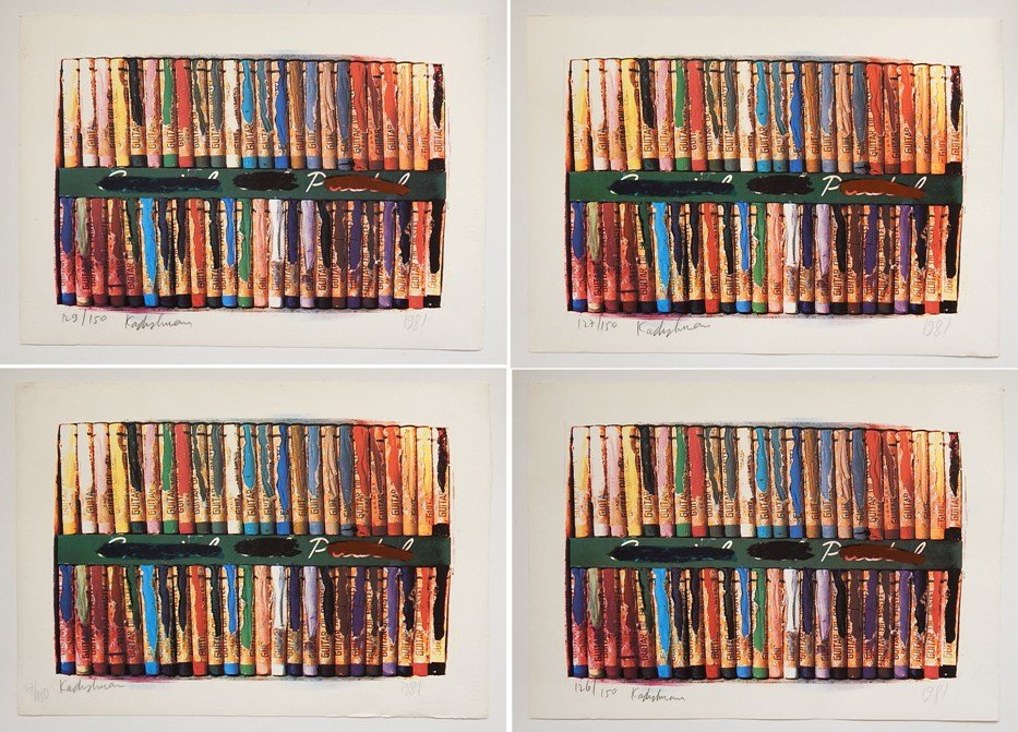 Menashe Kadishman 4 silkscreens: Menashe Kadishman (Israeli 1932- )- Untitled- 4 silkscreens in colors, 1981, all signed, dated and numbered in pencil, good condition. 15 1/2 x 23 1/2'' ea.