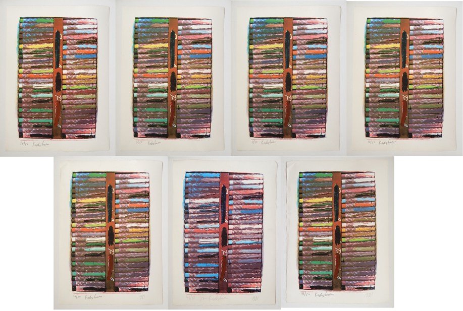 Menashe Kadishman 7 silkscreens: Menashe Kadishman (Israeli 1932- )- Untitled- 7 silkscreens in colors, all signed and numbered in pencil, good condition. 23 1/2 x 15 1/2''