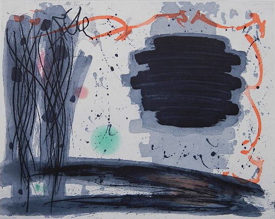 Jacob Kainen etching: Jacob Kainen (American 1909-2001)- ''Bright Afternoon''- color softground etching and aquatint on Rives BFK paper, 1977, signed in pencil, edition of 260, The Print Club of Cleveland publication no. 5