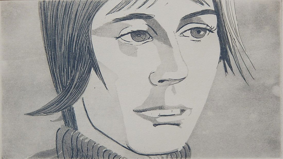 Alex Katz etching and aquatint: Alex Katz (American 1927- )- ''Yvonne'' (Maravell 49)- etching and aquatint, 1972, signed and numbered 39/50, very good condition. 5 x 8 13/16''