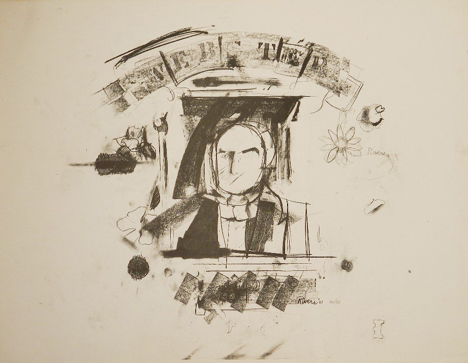Larry Rivers lithograph: Larry Rivers (American 1923-2002)- ''Webster''- lithograph, 1961, signed and numbered 36/80 in pencil, very good condition. 22 x 28 1/2''