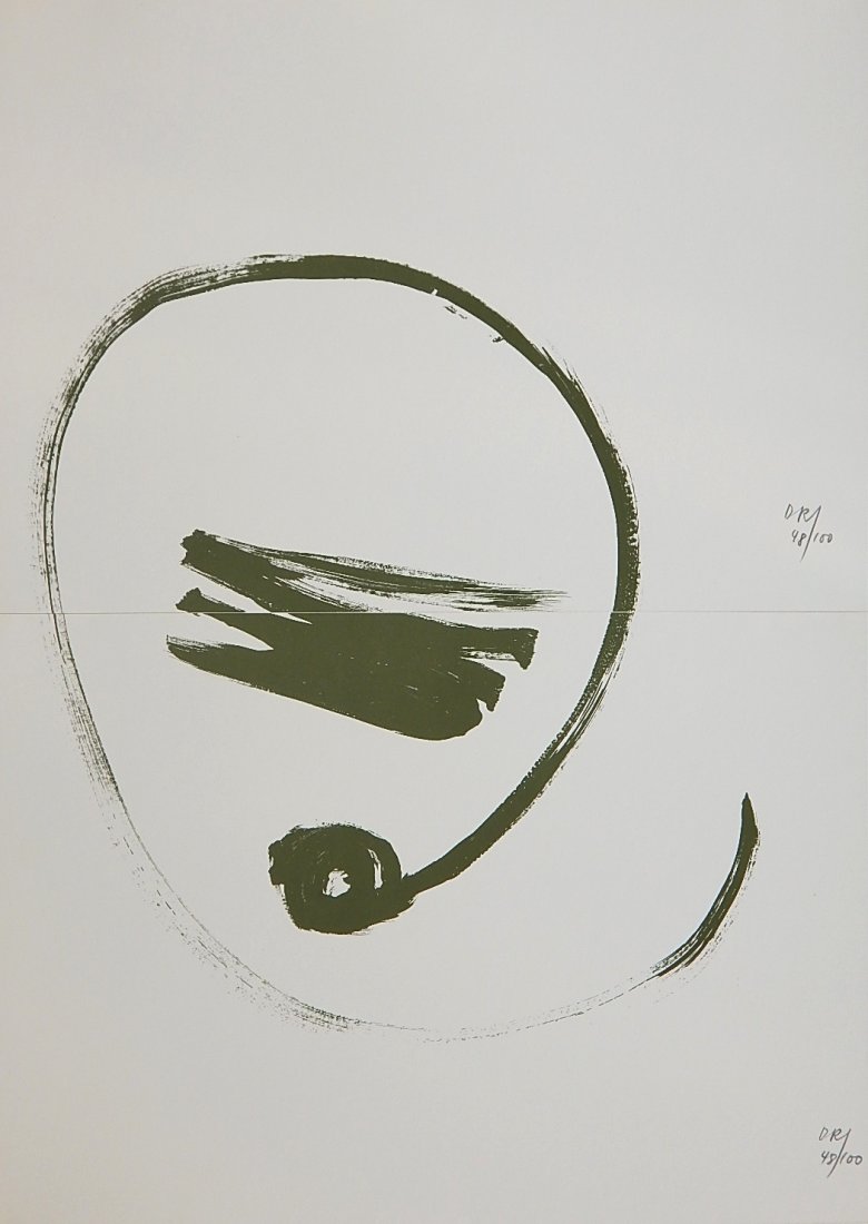 Dieter Roth lithograph: Dieter Roth (German 1930-1998)- ''Brush Action''- lithograph in colors (diptych), 1977, signed and numbered 48/100 ea. 11 1/2 x 16 5/8'' ea.