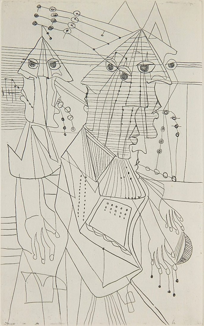 Nahum Tschacbasov etching: Nahum Tschacbasov (American 1899-1984)- Untitled- etching, 1951, singed, dated and numbered 22/100 in pencil, very good condition. 16 x 9 3/4''
