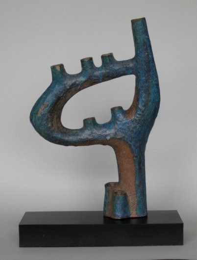 Helen Beling ceramic sculpture: Helen Beling (American 1914-2001)- Candelabra- ceramic sculpture, note: some chips. 21 3/4''h