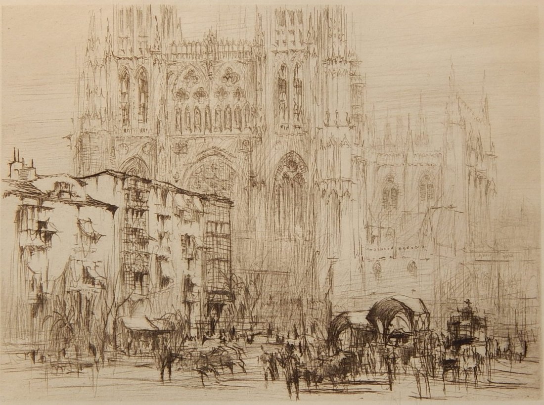 William Walcot etching: William Walcot (British 1874-1943)- Gothic Cathedral- etching and drypoint, signed in pencil, very good condition. 5 3/8 x 7 1/2''