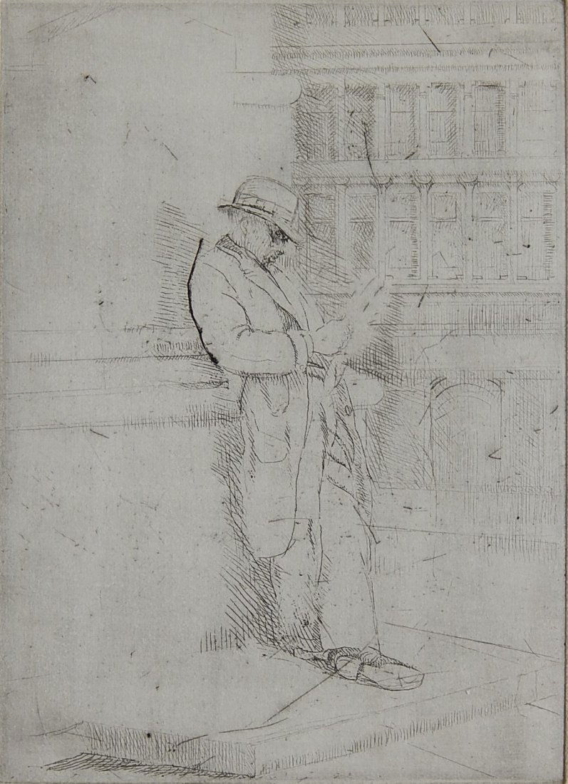Isabel Bishop etching: Isabel Bishop (American 1902-1988)- ''Sketch, Man Reading a Newspaper'' (Teller 118)- etching, 1930, signed in pencil, proofs only, very good condition. 6 7/8 x 5''