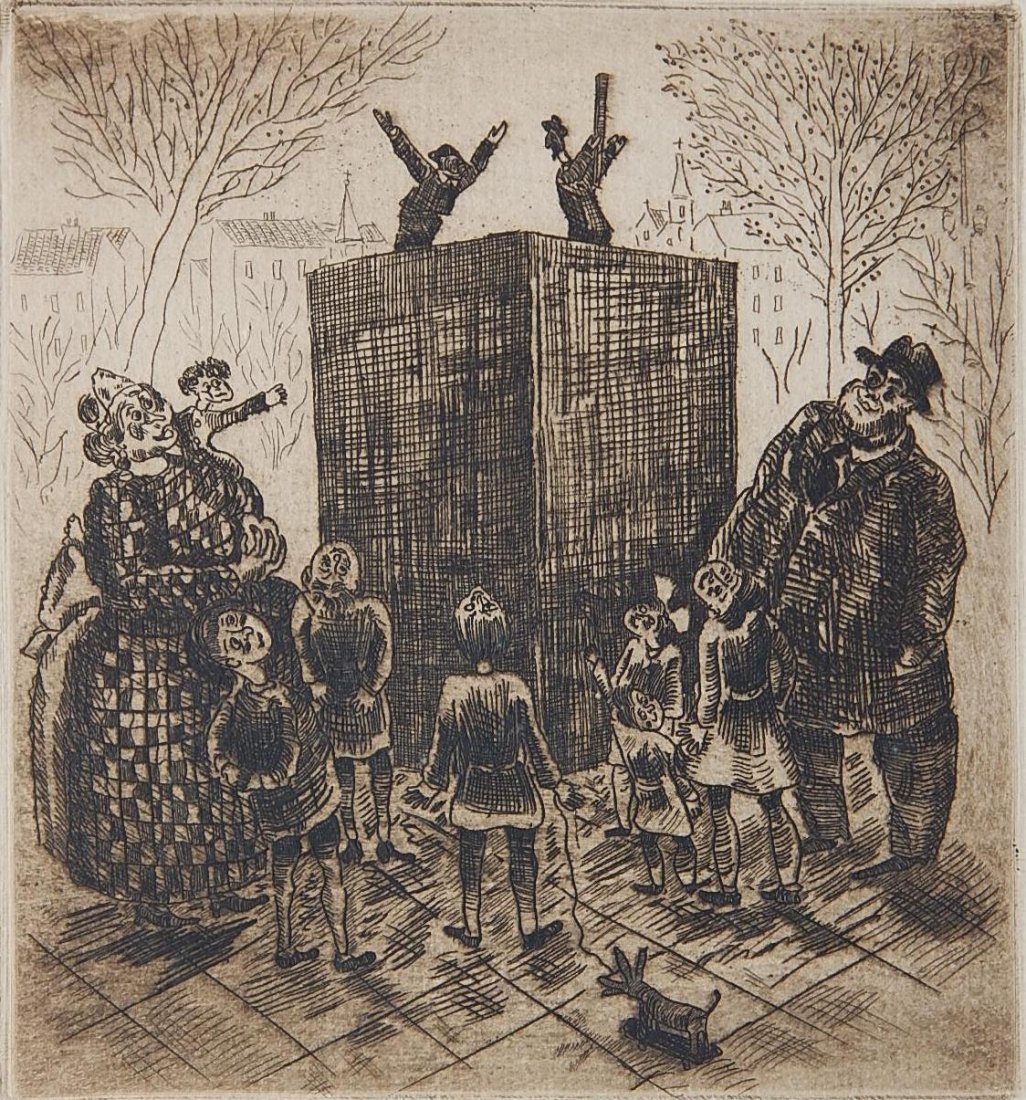 Julio De Diego etching: Julio De Diego (American 1900-1979)- ''Punch & Judy''- etching, 1933, signed, dated and numbered 1/10 in pencil, good condition. 8 1/8 x 7 5/8''