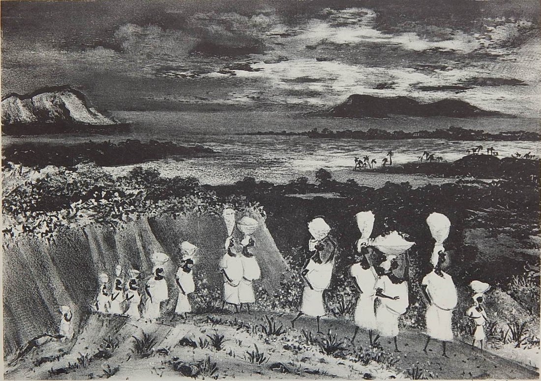 Adolf Dehn lithograph: Adolf Dehn (American 1895-1968)- ''Caribbean Processional'' (Lumsdaine and O'Sullivan 284)- lithograph, 1954, signed in pencil, AAA edition of 250, very good condition. 9 13/16 x 13 13/16''