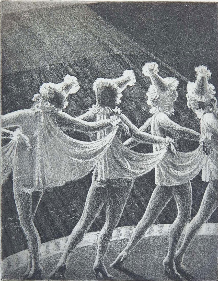 Kyra Markham aquatint: Kyra Markham (American 1891-1967)- ''Hotcha''- aquatint, 1938, signed, dated and titled in pencil. 9 x 7''