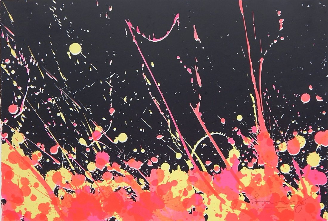 Walasse Ting lithograph in colors: Walasse Ting (Chinese/American 1929-2010)- ''Fireworks''- lithograph in colors, 1973, signed in pencil, edition of 250 plus 10, The Print Club of Cleveland publication no. 52, very good condition. 15 