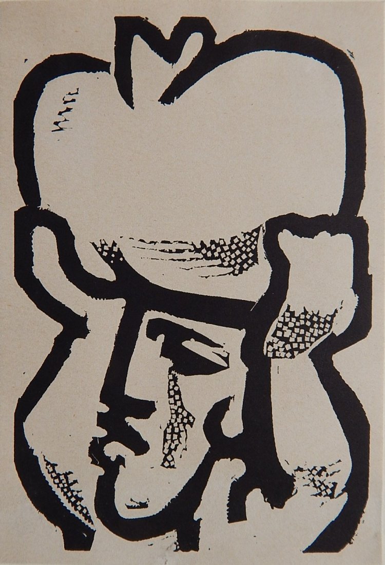 Jean Charlot woodblock: Jean Charlot (American 1898-1979)- ''Bundle Carrier''- woodblock, good condition. 6 x 4''