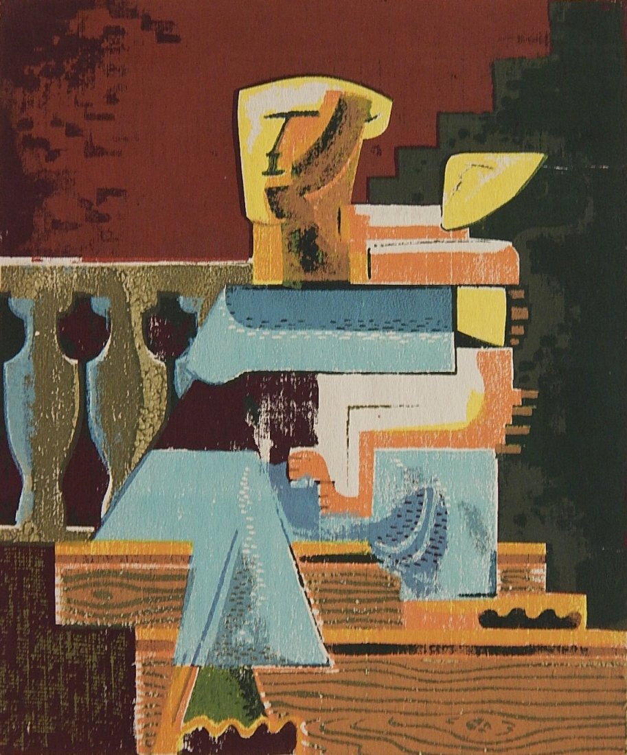 James Mc Connell silkscreen: James Mc Connell (American 1914-1988)- ''Father and Son''- silkscreen in colors, 1940, signed, dated and titled in pencil, edition of about 20. 12 x 10''