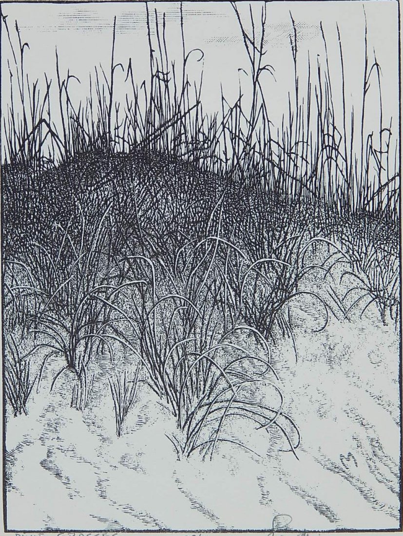 Leo Meissner wood engraving: Leo Meissner (American 1895-1977)- ''Dune Grasses''- wood engraving, 1969, signed, titled and numbered 29/50 in pencil. 6 x 4 3/8''