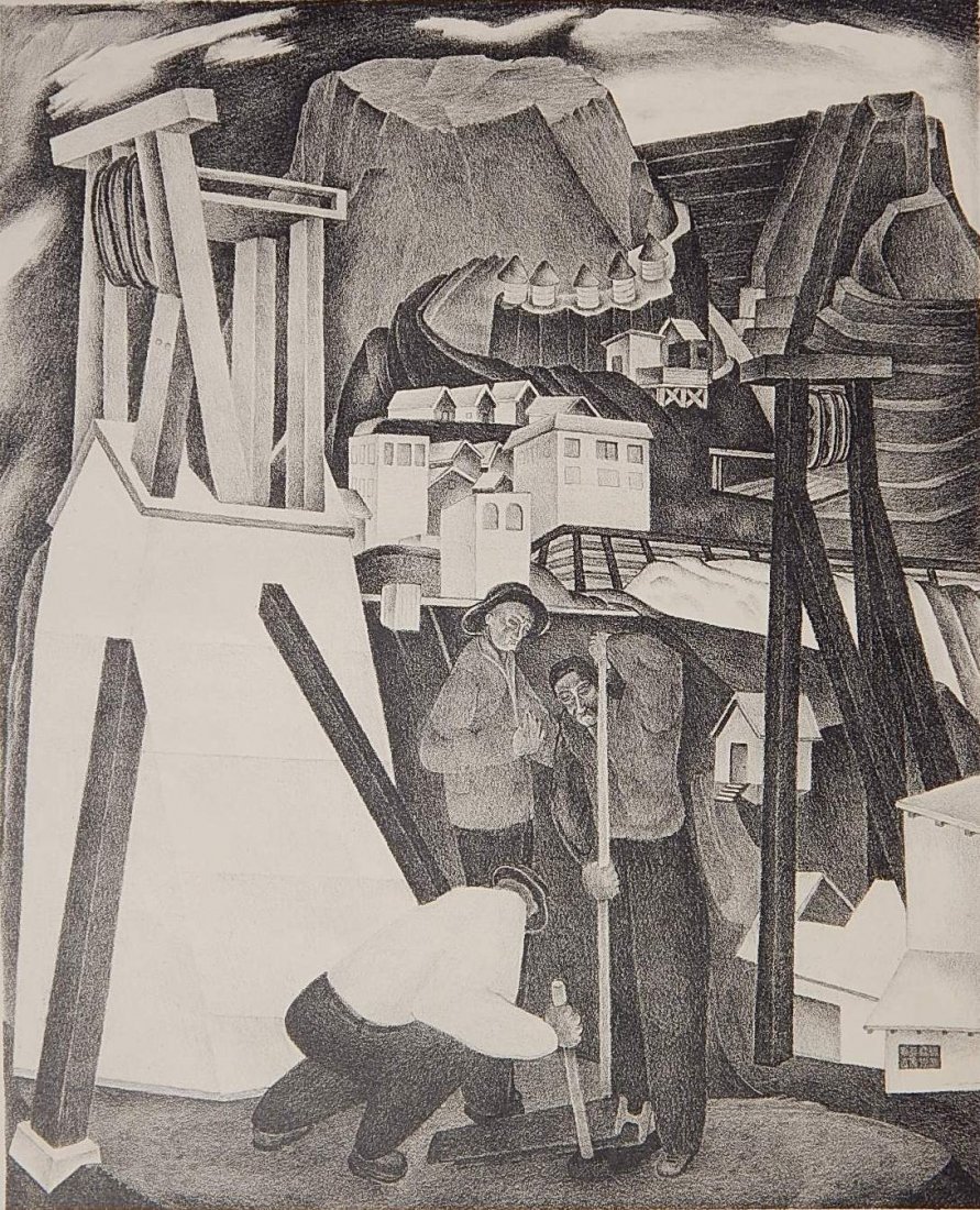Edgar D. Taylor lithograph: Edgar D. Taylor (American 1904-1978)- ''The UVX, Jerome''- lithograph, signed, titled and numbered 76/150. 11 x 9''