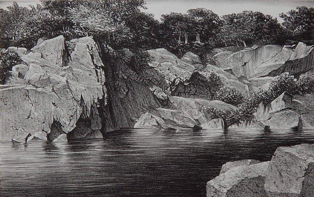 Stow Wengenroth lithograph: Stow Wengenroth (American 1906-1978)- ''Mason's Quarry'' (Stuckey 363)- lithograph, 1976, signed and inscribed 'Ed of 60' in pencil, good condition. 10 x 15 7/8''