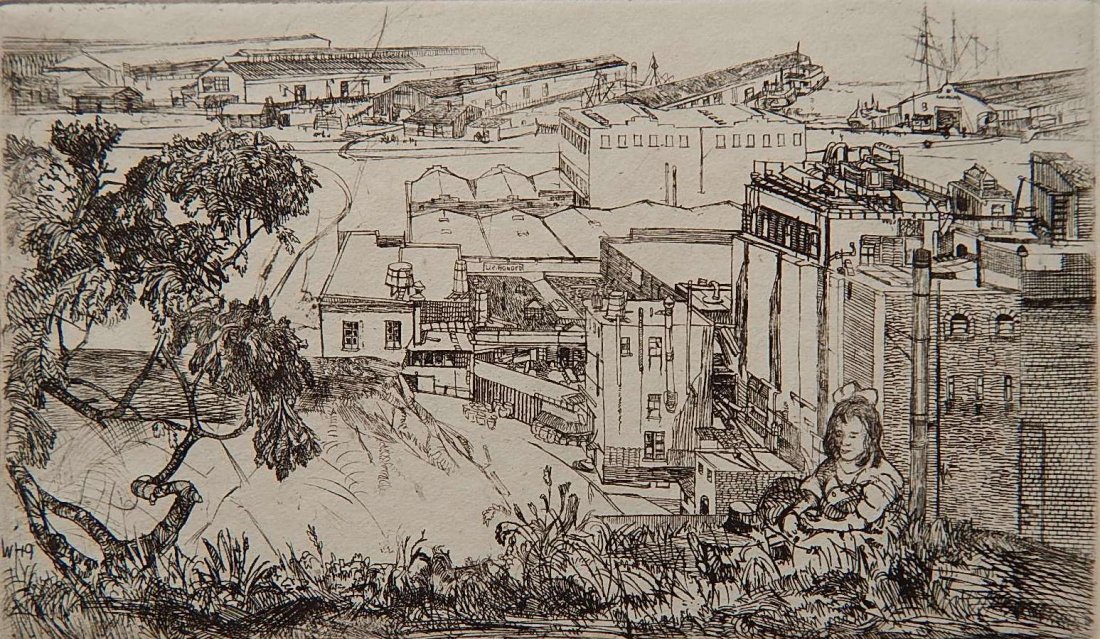 John Winkler etching: John Winkler (American 1894-1979)- ''Telegraph Hill Wharves''- etching, signed in pencil, very good condition. 3 1/4 x 5 1/2''