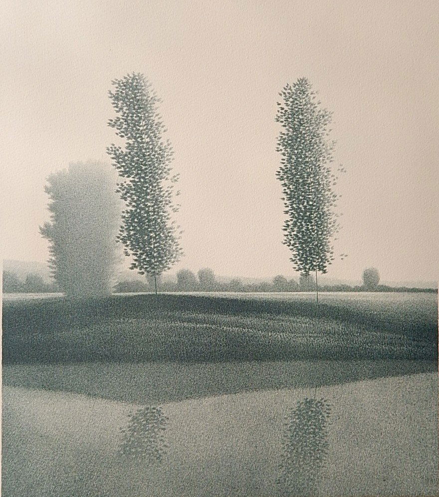 Robert Kipniss lithograph: Robert Kipniss (American 1931- )- ''Morning Reflection''- lithograph, signed and numbered 199/260 in pencil. 15 1/2 x 14''