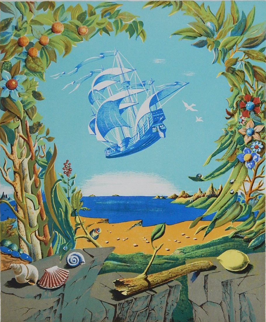 Georges Spiro lithograph: Georges Spiro (French 1909-1994)- ''La Bateau, Fantastiques''- lithograph in colors, signed and numbered 110/125 in pencil. 18 1/2 x 15 1/2''