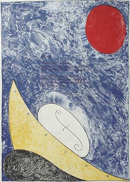 William Wiley lithograph: William T. Wiley (American 1937- )- ''Deneb''- lithograph in colors, 1996, signed, dated and inscribed 'ed 265' in pencil, the Print Club of Cleveland publication No. 75, very good condition. 25 x 17 