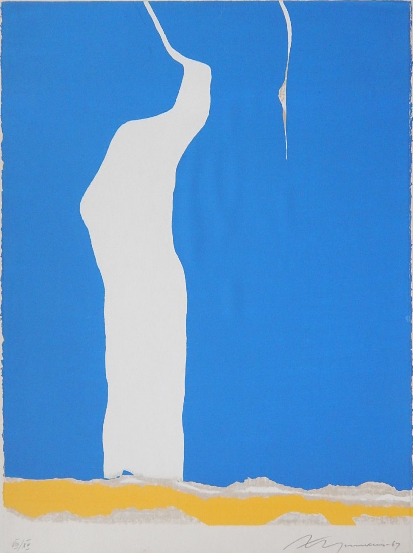 Adja Yunkers lithograph: Adja Yunkers (American 1900-1983)- Untitled- lithograph in colors, 1967, signed, dated and numbered 'VIII/XV' in pencil, from the Octavio Paz portfolio, drymounted. 29 x 22''