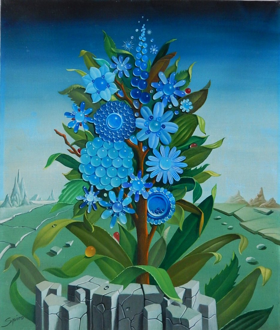 Georges Spiro oil: Georges Spiro (French 1909- )- Untitled- oil on canvas, signed Spiro lower left, very good condition. 21 1/2 x 18 1/4''