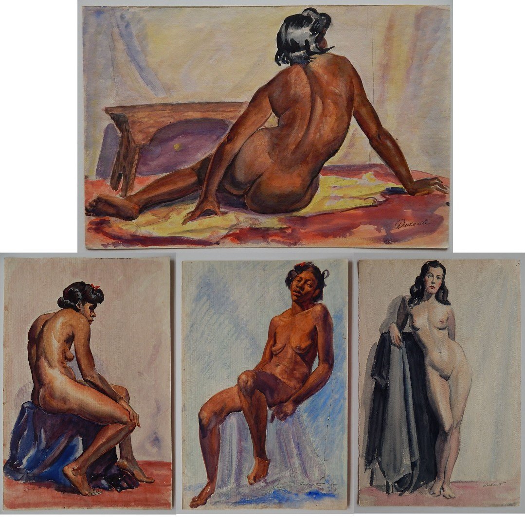 Michael Dadante 4 watercolors: Michael Dadante (American 20th c.)- Nudes- 4 watercolors on paper, all signed Dadante, various sizes.