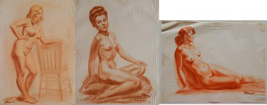 Michael Dadante 4 conte crayon drawings: Michael Dadante (American 20th c.)- Nudes- 4 conte crayon on paper, all signed Dadante, one dated 1942, various sizes.