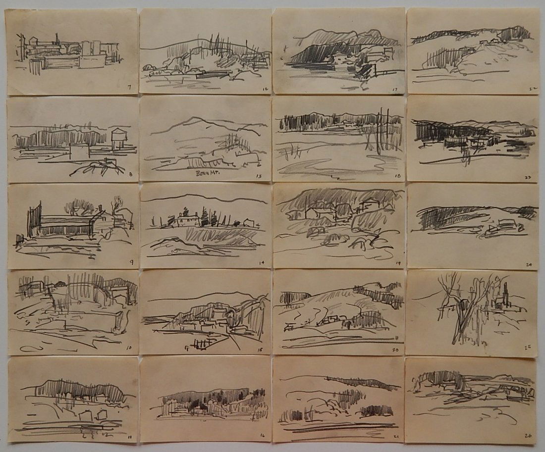 Carl Gaertner 21 graphite on paper: Carl Gaertner (American 1898-1952)- Sketches- 21 graphite on paper. 4 x 6''