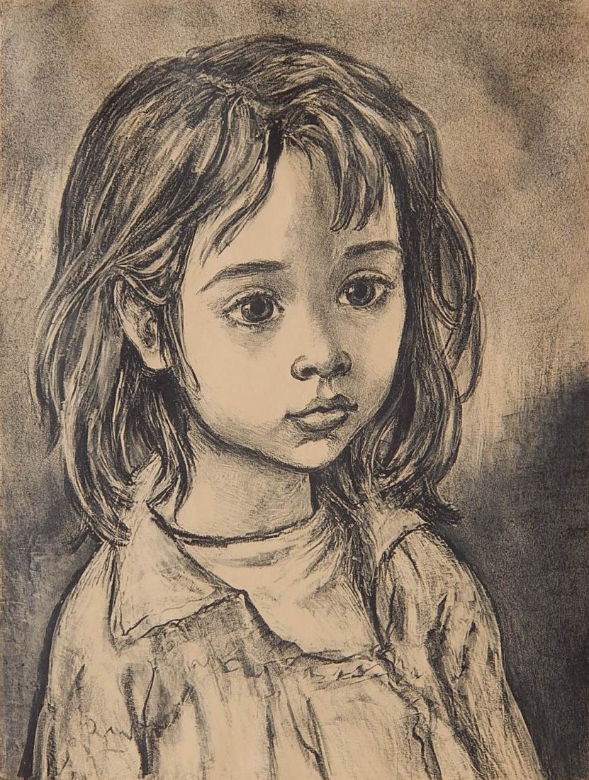 Marion Greenwood lithograph: Marion Greenwood (American 1909-1970)- ''Gamin'' (AAA/Czestochowski 1958.003)- lithograph, 1958, heavily light struck. 13 x 9 3/4''