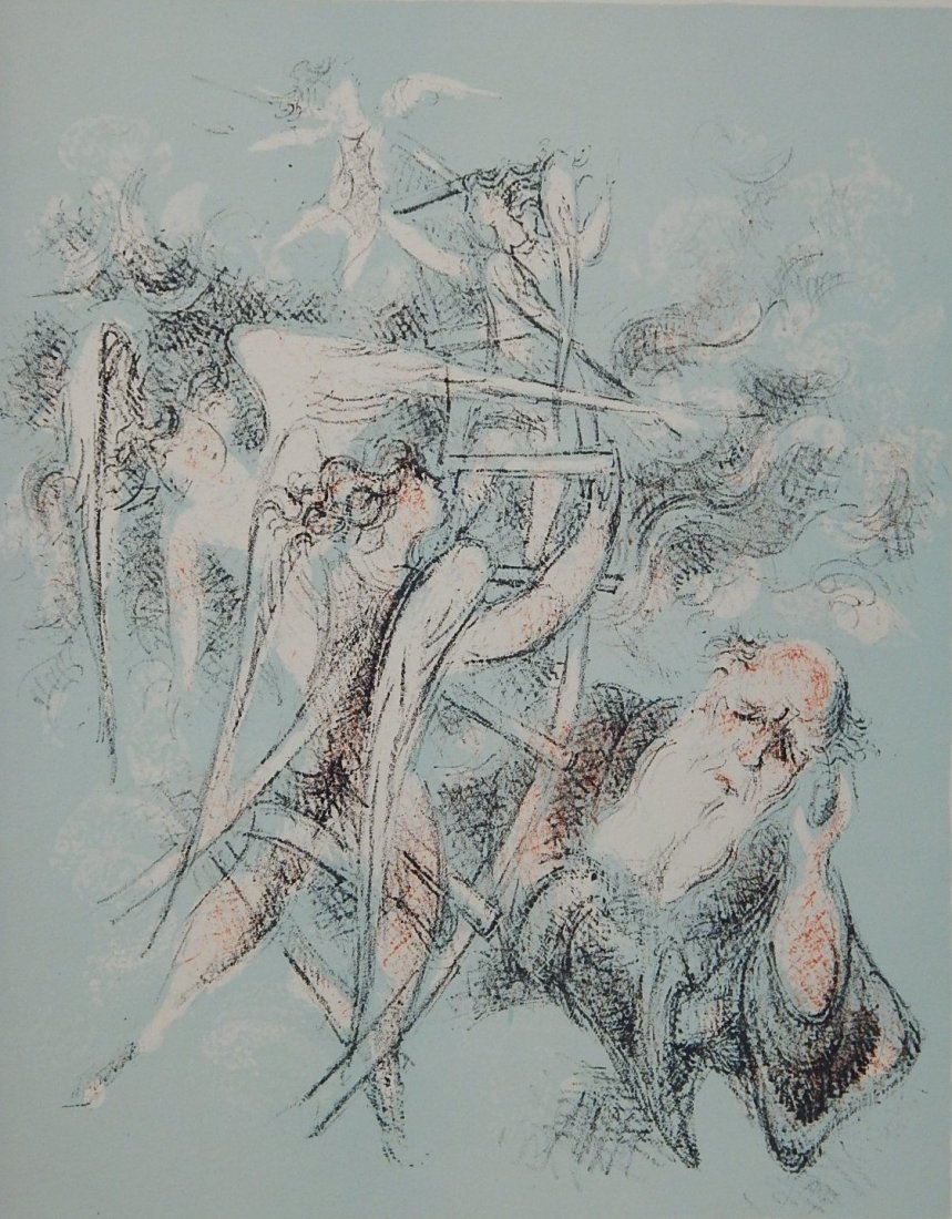 Chaim Gross lithograph: Chaim Gross (American 1904-1991)- ''Jacobs Ladder''- lithograph in color, signed and annotated 'A.P.' in pencil, creases in paper lower left corner, well away from image. 14 x 10 7/8''