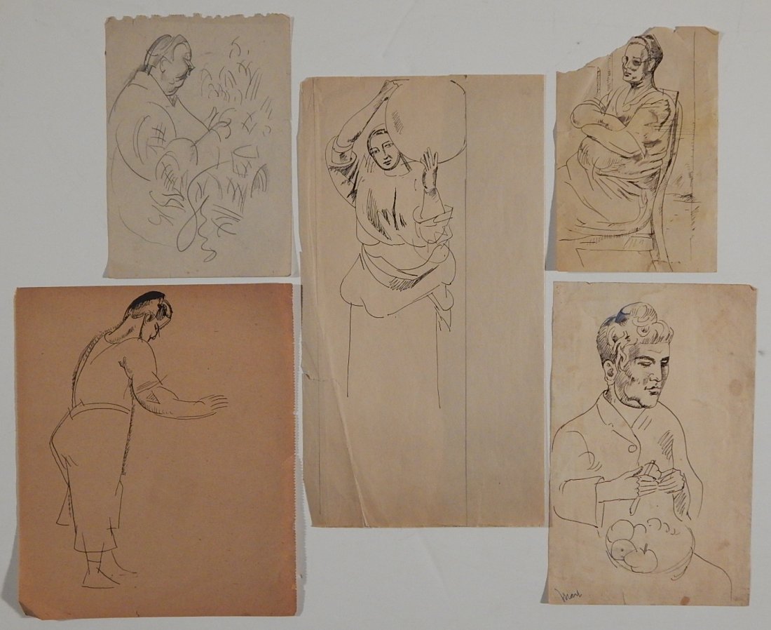 William Sommer 5 pen and ink: William Sommer (American 1867-1949)- Figural Studies of Women- 5 pen and ink on paper, various sizes.
