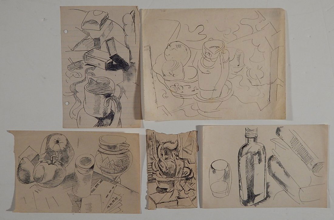 William Sommer 5 pen and ink: William Sommer (American 1867-1949)- Still-Life Studies- 5 pen and ink on paper, various sizes.