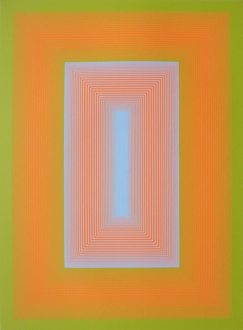 Richard Anuszkiewicz screen print: Richard Anuszkiewicz (American 1930- )- ''Sequential''- screen print in colors, 1972, signed, titled, dated and numbered 167/200 in pencil. 26 1/8 x 19 1/8''
