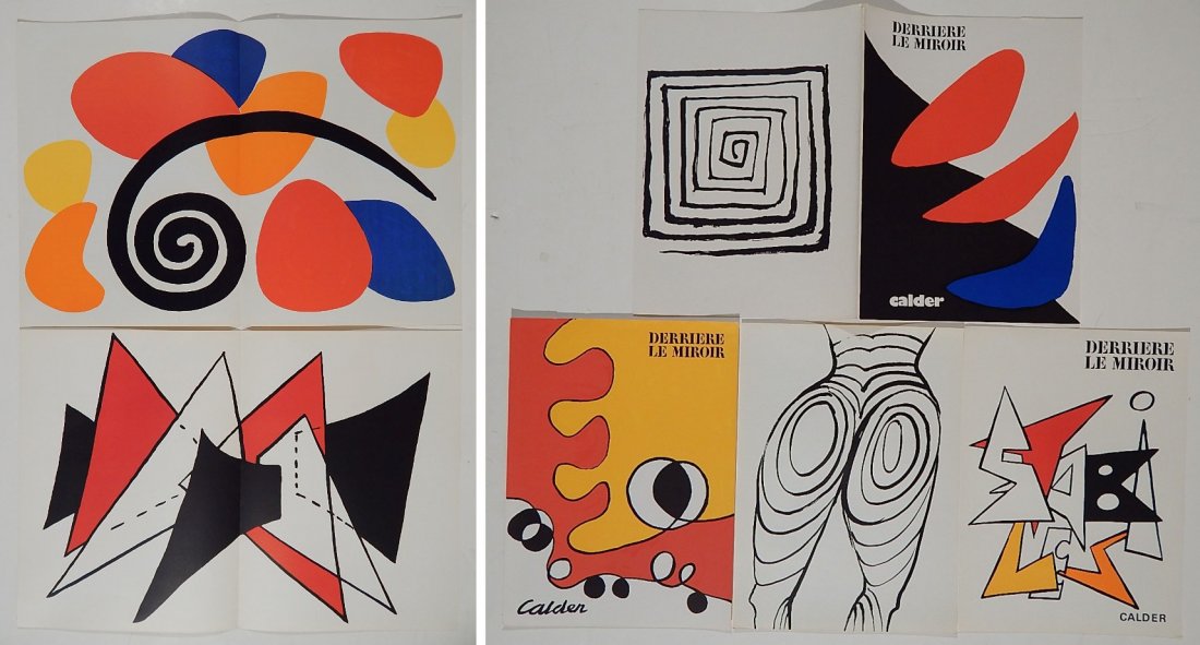 Alexander Calder 6 lithographs: Alexander Calder (American 1898-1976)- Untitled- 6 lithographs in color (2 double page), 1968, as published in Derriere Le Miroir, very good condition. 15 x 11 1/2''