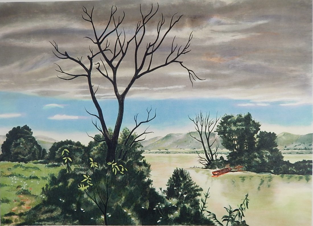 Clarence Carter off-set lithograph: Clarence Carter (American 1904-2000)- Landscape- off-set lithograph, 1979, signed, dated and numbered 159/200 in pencil, very good condition. 18 x 25''