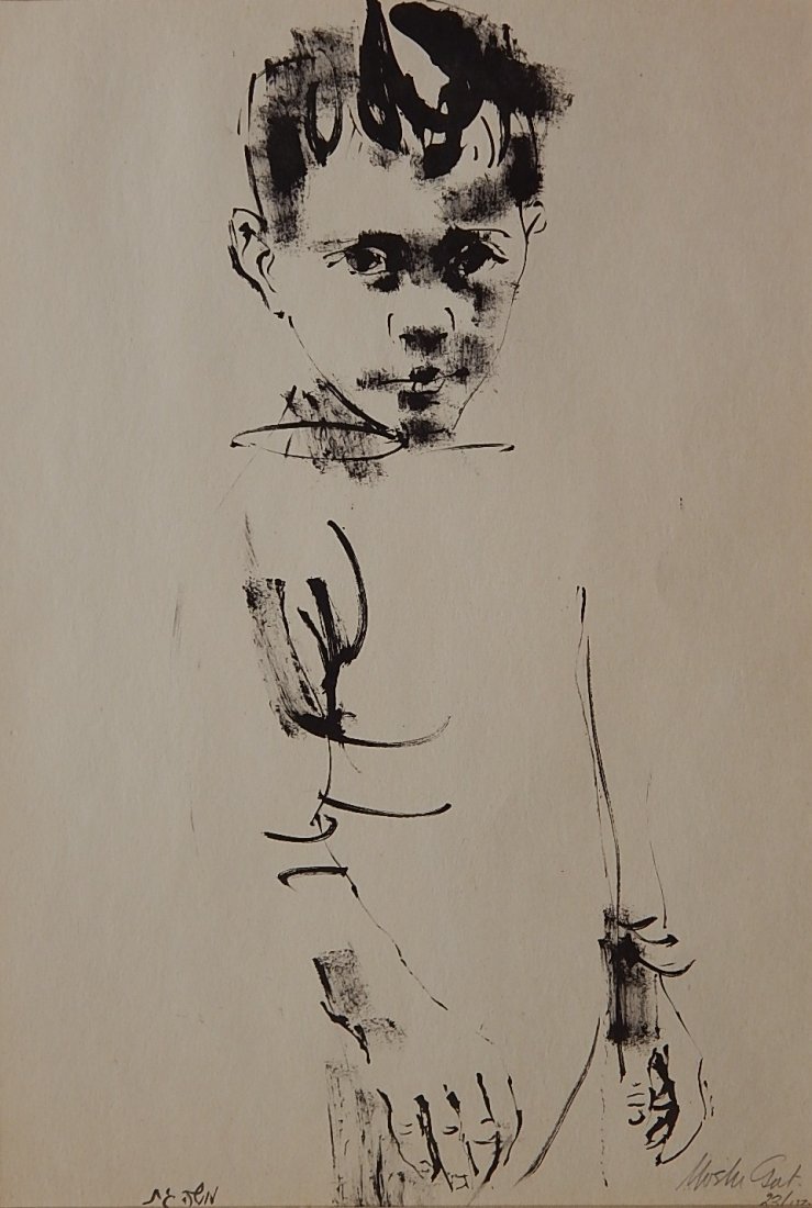 Moshe Gat lithograph: Moshe Gat (Israeli 1935- )- ''Yaakov''- lithograph, signed and numbered 23/150 in pencil, light struck. 18 1/2 x 12 1/2''